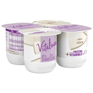 Imagen de VITALINEA Yogur desnatado 0% materia grasa, sabor a coco  de Danone 4 x 120 g.