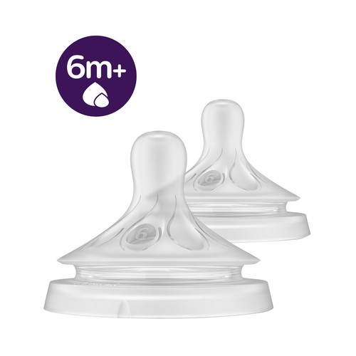 AVENT Natural response teat de Philips Tetinas para líquidos espesos (6) para bebés de más de 6 meses 2 uds.