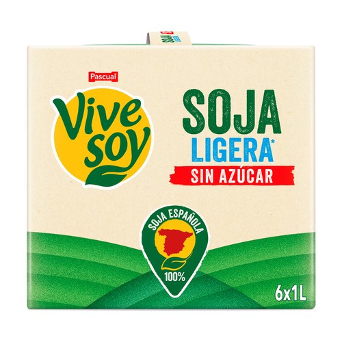 VIVESOY de Pascual Bebida vegetal de soja ligera, sin azúcar 6 x 1 l.