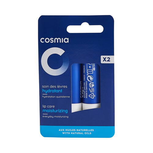 Protector labial hidratante para labios secos y agrietados COSMIA 2 uds.