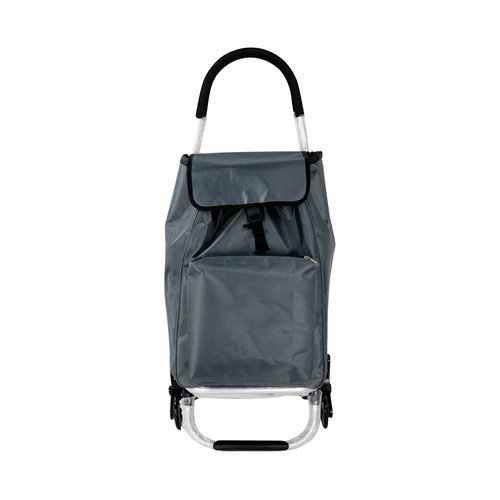 Carrito de la compra color gris con 3 compartimentos y 6 ruedas, 56 litros, ACTUEL.