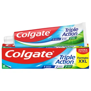 COLGATE Triple action Pasta de dientes con calcio, triple acción y sabor a menta intensa 100 ml.