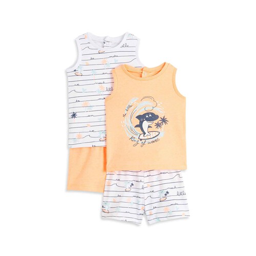 Lote de 2 pijamas  de algodón para bebé INEXTENSO, talla 104.