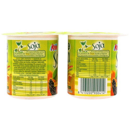 KALISE Especialiad de soja, sin colesterol y con sabor a papaya y naranja  Zero 4 x 125 g.