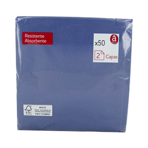 Imagen de ACTUEL Servilletas doble capa de 40x40 en color azul 50 uds.