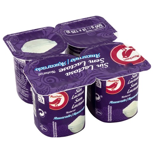 Yogur natural azucarado sin lactosa PRODUCTO ALCAMPO 4 x 125 g.