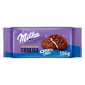 MILKA Oreo sensations Galletas cookies de chocolate Milka, rellenas de crema de Oreo 156 g.