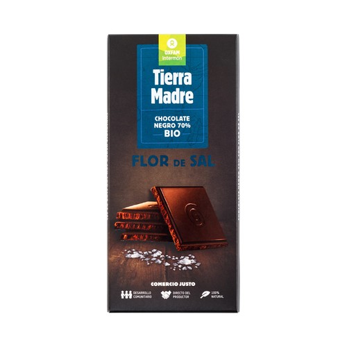 Chocolate negro 70% cacao Flor de Sal ecológico INTERMÓN OXFAM TIERRA MADRE 100 g.
