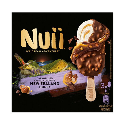 NUII de Nestlé Bombón bombón de vainilla y miel de Nueva Zelanda con trozos de almendras saladas caramelizadas 3 x 90 ml.