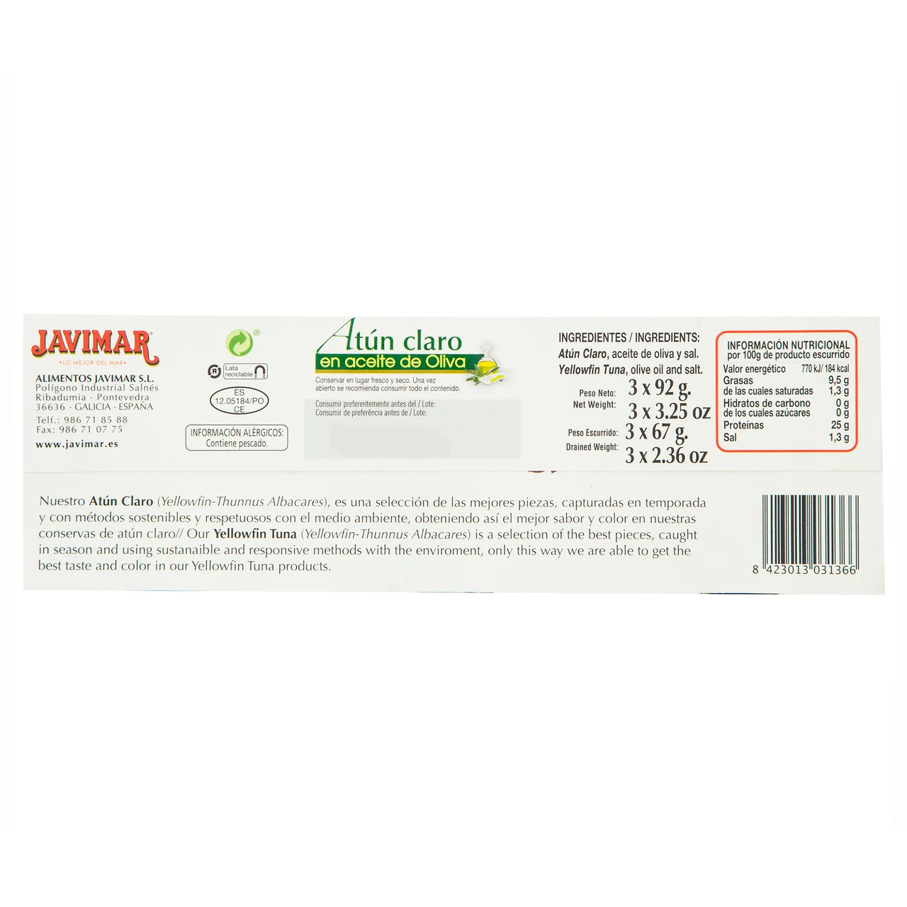 Atún claro de oliva 67 x 3 g.