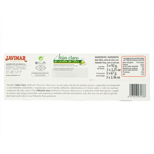 JAVIMAR Atún claro de oliva 67 x 3 g.