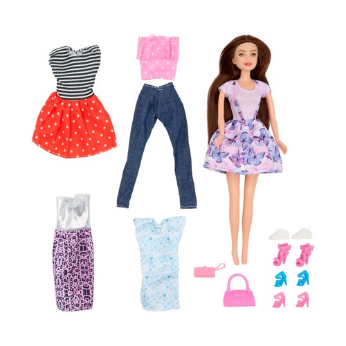Muñeca Style Story con 4 Outfits, 11 piezas, modelos surtidos +3 Años ONE, TWO FUN