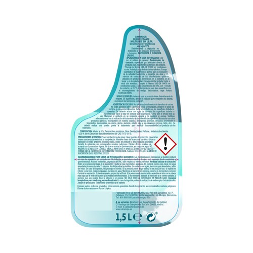 PRODUCTO ALCAMPO Limpiahogar multiusos desinfectante sin lejia 1.5 l.