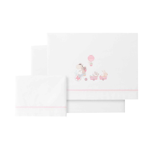 Tríptico para cuna, color rosa, INTERBABY Jirafa bicicleta.