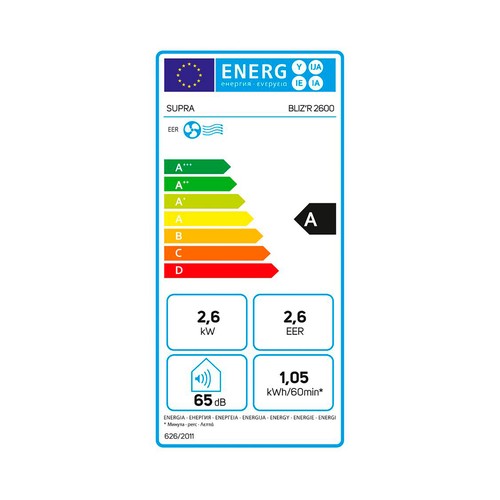 Aire acondicionado portátil SUPRA BLIZ"R 2600 pinguino, 2600W, área 35m2, mando a distancia, con temporizador.