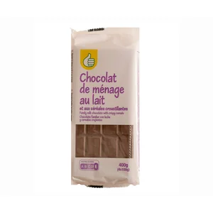 PRODUCTO ECONÓMICO ALCAMPO Tabletas de chocolate con leche y cereales crujientes 4 x 100 g.