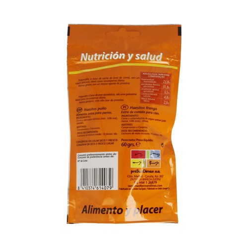 SANDIMAS Snacks para perros con sabor a pollo con forma de huesitos 60 g