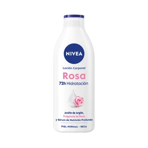 NIVEA Loción corporal (body milk) hidratante con aroma a rosa, pieles normales a secas 400 ml.