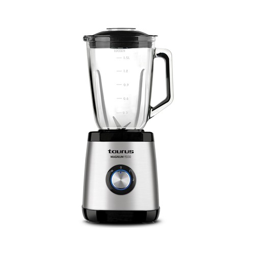 Batidora de vaso TAURUS Magnum 1500, 1500W, 2 velocidades + Turbo, jarra de cristal 1,5L. Pica hielo.
