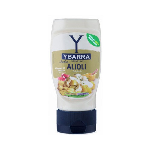 YBARRA Salsa alioli original sin gluten, sin conservantes ni colorantes 300 ml.