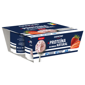 Imagen de DANONE + Proteina Yogur 0 % materia grasa con proteína de origen natural y sabor a fresa 4 x 100 g.