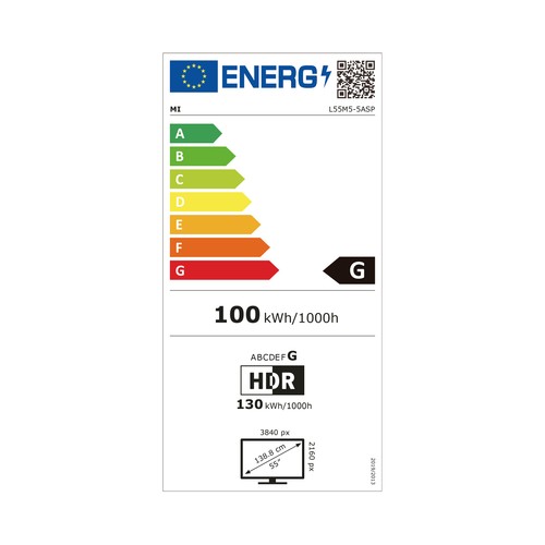 Televisión 139,7 cm (55") LED XIAOMI 55P1E 4K, HDR10+, SMART TV, WIFI, BLUETOOTH, TDT T2, USB reproductor, 3HDMI, 60HZ.