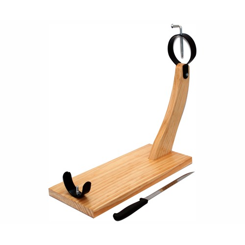 Soporte curvado para jamón, fabricado en madera, 40x17x30 centímetros INALSA.
