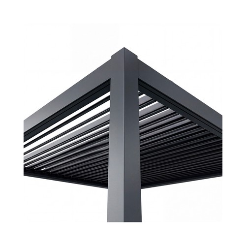 Pérgola bioclimática de acero de 3x3 m, acabado gris, MOTIF INDOOR.