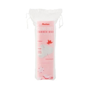 PRODUCTO ALCAMPO Comfort Cuadrados desmaquillantes dúo (desmaquillan y limpian con suavidad) de algodón 100% 80 uds.