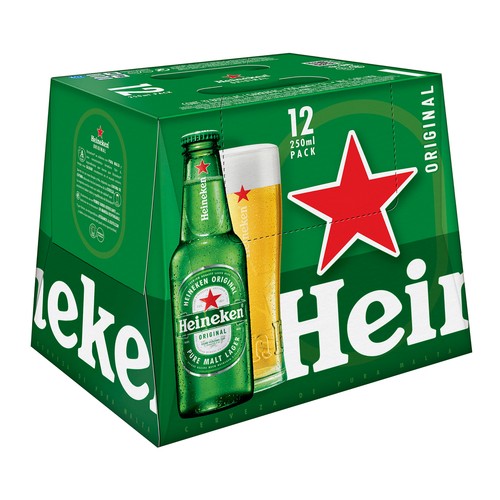 HEINEKEN Cervezas botella pack de 12 uds de 25 cl.