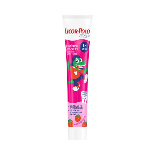 LICOR DEL POLO Junior Pasta de dientes infantil sabor fresa refrescante, para niños de +6 años 75 ml.