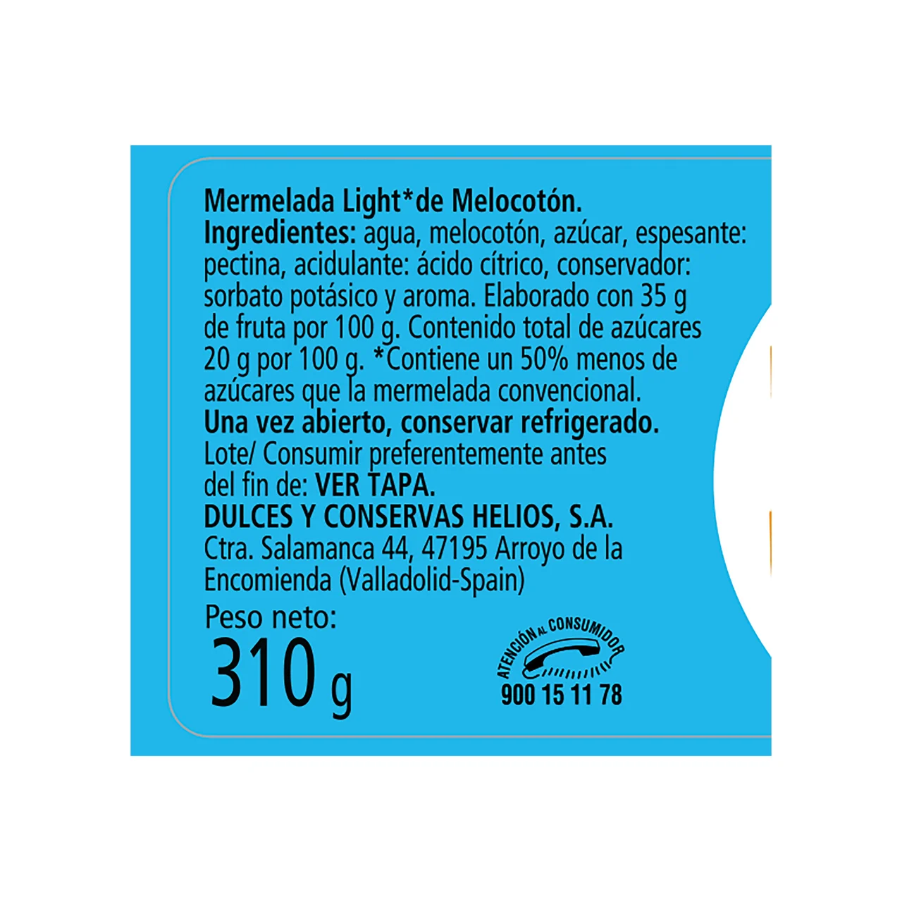 Mermelada de melocotón light 310 gr.