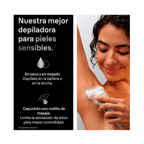 Depiladora eléctrica con cable BRAUN Silk-épil 9 SE 9-000,  sistema 40 pinzas, Wet and Dry