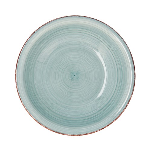 Plato hondo de loza de 21,5cm diseño en color verde agua con espirales, Peoni Vita, QUID