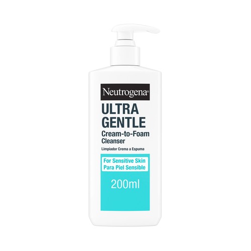 NEUTROGENA Ultra gentle Limpiador facial crema - espuma, para pieles sensibles 200 ml.