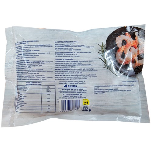 AUCHAN Colas peladas de gambón crudo 250 g Producto Alcampo.