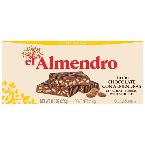Turrón de chocolate con almendras EL ALMENDRO 250 g.