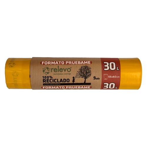 RELEVO 100% Reciclados bolsa de basura amarilla 30L 9und