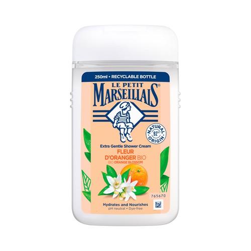 LE PETIT MARSEILIAIS Gel crema para baño o ducha extra suave, hidratante y nutritivo con flor de Azahar 250 ml.
