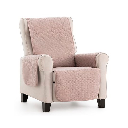 Cubresofa acolchado antimanchas y antideslizante, 1 plaza, lino, color rosa, BELMARTI.