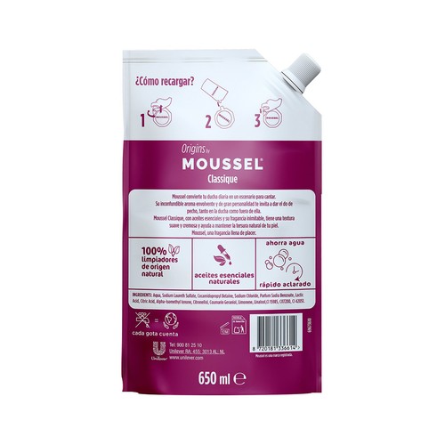 MOUSSEL Gel de baño MOUSSEL EcoPack Classique 650 ml.