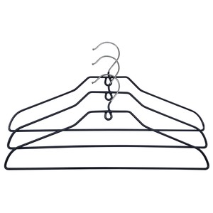 Imagen de Set de 3 perchas con barra fabricadas en acero y recubrimiento de pvc color azul oscuro, ACTUEL.