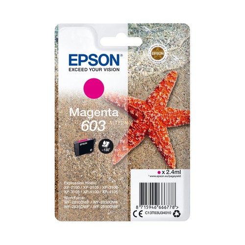 Cartucho de tinta EPSON 603 magenta.