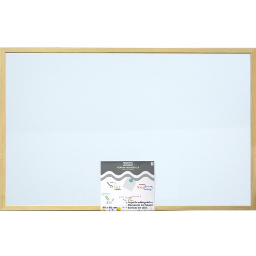 Pizarra magnética blanca con marco de madera 60x90cm MIMBEK.