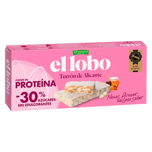 EL LOBO Turrón de Alicante con un 30% menos de azúcar 200 g.