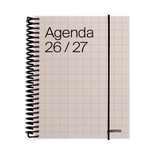 Agenda escolar 26-27 tamaño A5 día página color beige. ADDITIO