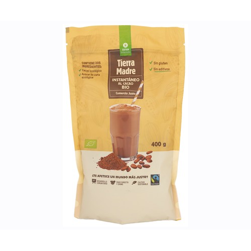 Cacao instantáneo en polvo ecológico INTERMOM OXFAM TIERRA MADRE 400 g.