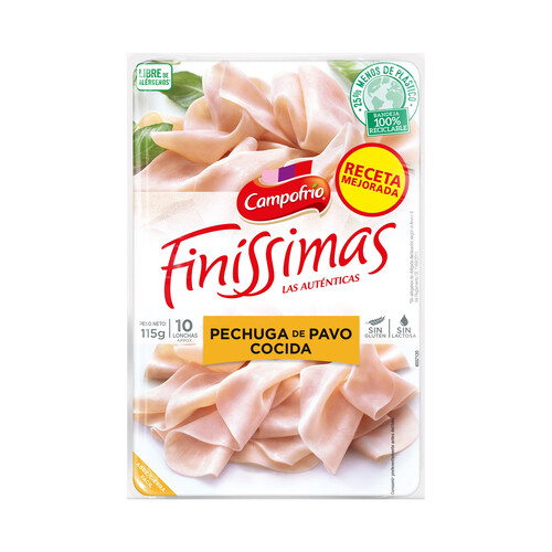 Pechuga de pavo cortada en lonchas CAMPOFRÍO Finissimas 115 g.