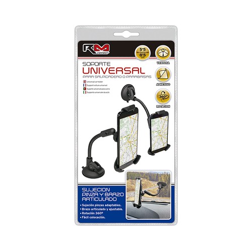 Soporte smartphone ROLMOVIL con brazo para salpicadero o parabrisas mediante ventosa.