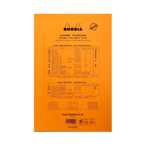 Bloc a4+ microp. 80hj 80gr 5x5. Naranja/negro. RHODIA